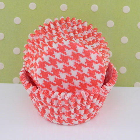 Red Houndstooth Cupcake Liners