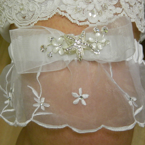 White Crystal Bridal Garter