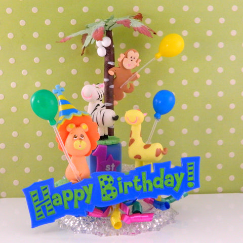 Jungle Animals First Birthday Cake Topper