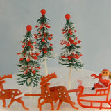 Vintage Santa with Reindeer and Christmas Trees Cake Topper