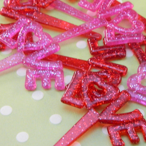 Glitter "LOVE" Cupcake Picks