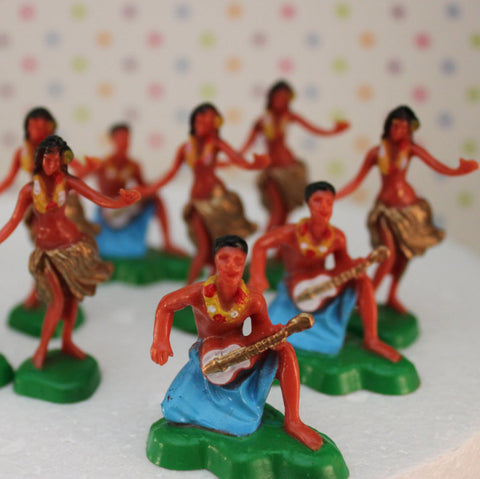 Vintage inspired Hawaiian Dancers Cupcake Toppers