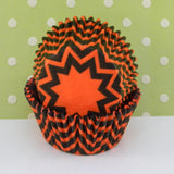 Black & Orange Chevron Print Cupcake Liners