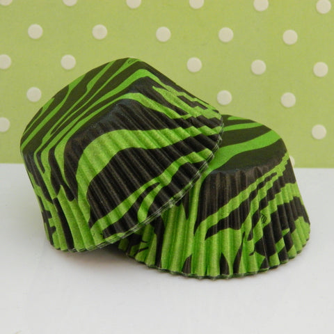 Black & Green Zebra Print Cupcake Liners