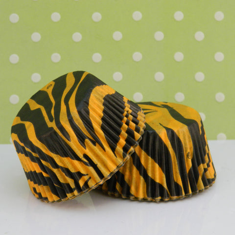Black & Orange Zebra Print Cupcake Liners