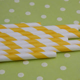 Yellow Striped Paper Straws with Flags
