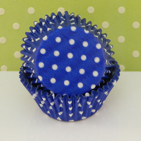 Royal Blue with White Dots Cupcake Liners