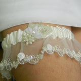 White Rose Bridal Garter