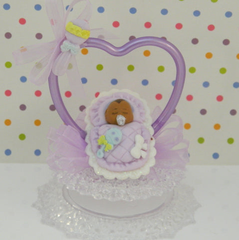 African American Baby Girl Shower Cake Topper
