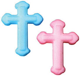 Pink or Blue Cross Sugar Pieces