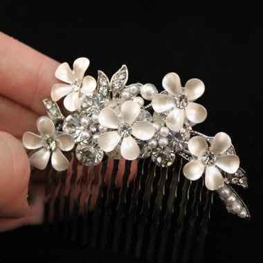 Flower with Rhinestone Hair Clip