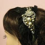 Black Feather Headband Peacock/ Bridal Headband/ Wedding