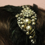 Black Feather Headband Peacock/ Bridal Headband/ Wedding