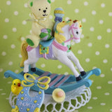 Baby Boy Teddy Bear Rocking Horse Cake Topper / Baby Shower Cake Decorations