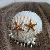 Iridescent Seashells with Starfish Comb/ Bridal Comb