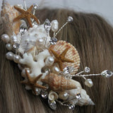 Seashell and Fresh Water Pearls Bridal Comb/ Hair Comb