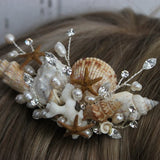 Seashell and Fresh Water Pearls Bridal Comb/ Hair Comb