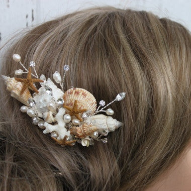 Seashell Comb Seashell and Fresh Water Pearls Bridal Comb/ Hair Comb – Christy Marie's