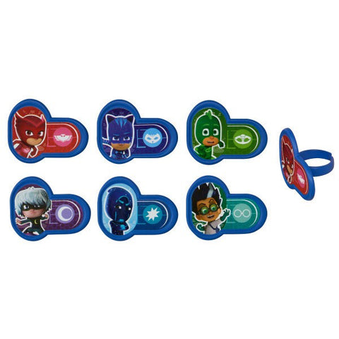 PJ Masks Heros & Villians Rings / Cupcake decorations / Cake Supplies / Favors / PJ MASK cupcake toppers (pack of 12)