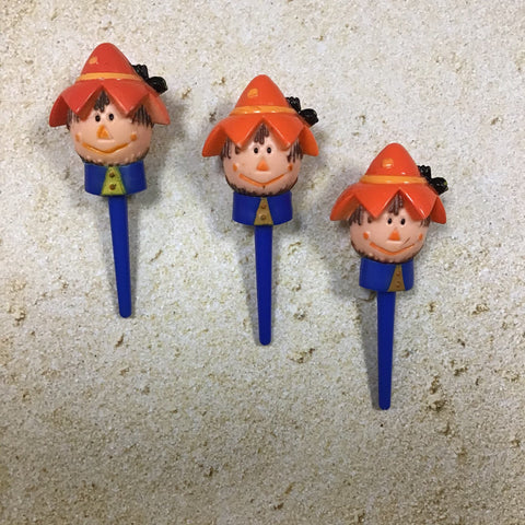 Scarecrow Toppers 12 / Fall Cupcakes / 3-D Scarecrow Cupcakes / Vintage 1990's Halloween Toppers / DIY Easy 3-D Scarecrow Cupcakes