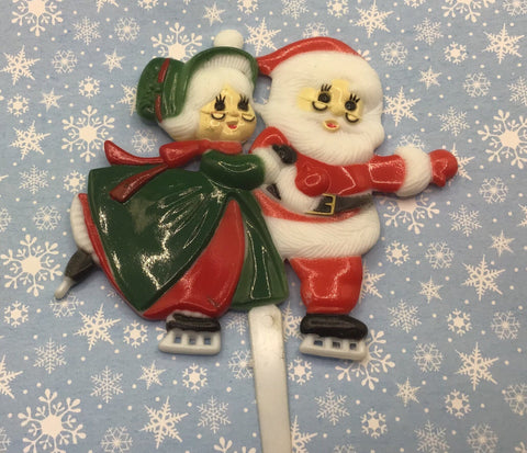 Mr and Mrs Santa Topper / Ice Skating Mr and Mrs Santa / Holiday Santa Cake Topper / DIY Santa Cake  / Santas for craft project  / Christmas
