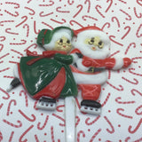 Mr and Mrs Santa Topper / Ice Skating Mr and Mrs Santa / Holiday Santa Cake Topper / DIY Santa Cake  / Santas for craft project  / Christmas