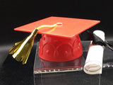 Red Graduation Cap and Diploma