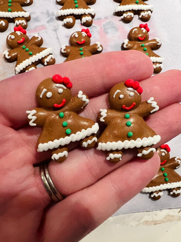 Gingerbread Girl / Royal Icing Toppers / Gingerbread House Edible Icing Decor / Christmas Icing Toppers (12 set) /Gingerbread