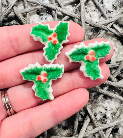 Christmas Holly Sugar Icing Toppers