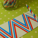 Red & Blue Striped Paper Straws w/ Flags