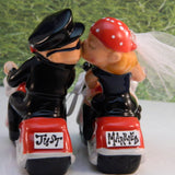 Hoggin' Bride and Groom on Motorcycles Cake Top