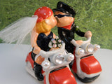 Hoggin' Bride and Groom on Motorcycles Cake Top