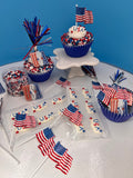 Celebrate America Cupcake Set / DIY Patriotic Treats Deco Kit / 4th of July Cupcake Decorating Kit /