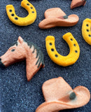 Horse Cowboy Rider Sugar Pieces Edible Toppers Cowboy Hat Cowboy Party Edible Cake Cupcake Toppers Decorations