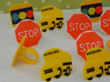 School Bus Transportation Cupcake Rings