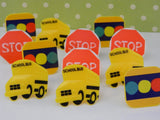 School Bus Transportation Cupcake Rings