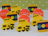 School Bus Transportation Cupcake Rings